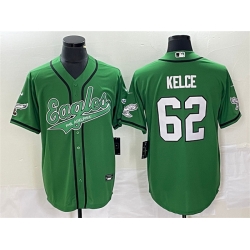 Men Philadelphia Eagles 62 Jason Kelce Green Cool Base Stitched Baseball Jersey Men Philadelphia Eagles 62 Jason Kelce Green Cool Base Stitched Baseball Jersey