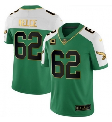 Men Philadelphia Eagles 62 Jason Kelce Kelly Green Alternate Gold With 4 Star C Patch Stitched Football Jersey Men Philadelphia Eagles 62 Jason Kelce Kelly Green Alternate Gold With 4 Star C Patch Stitched Football Jersey