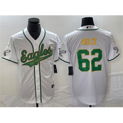 Men Philadelphia Eagles 62 Jason Kelce White Gold Cool Base Stitched Baseball Jersey Men Philadelphia Eagles 62 Jason Kelce White Gold Cool Base Stitched Baseball Jersey