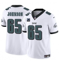 Men Philadelphia Eagles 65 Lane Johnson White F U S E With 3 Star C Patch Vapor Untouchable Limited Stitched Football Jersey