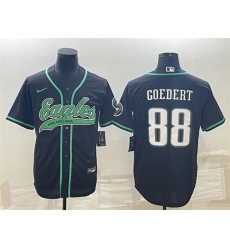 Men Philadelphia Eagles 88 Dallas Goedert Black With Patch Cool Base Stitched Baseball Jersey