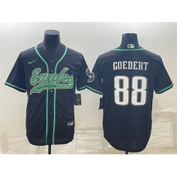 Men Philadelphia Eagles 88 Dallas Goedert Black With Patch Cool Base Stitched Baseball Jersey Men Philadelphia Eagles 88 Dallas Goedert Black With Patch Cool Base Stitched Baseball Jersey
