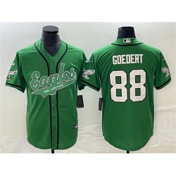 Men Philadelphia Eagles 88 Dallas Goedert Green Cool Base Stitched Baseball Jersey Men Philadelphia Eagles 88 Dallas Goedert Green Cool Base Stitched Baseball Jersey