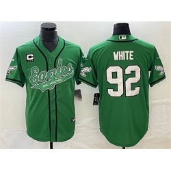 Men Philadelphia Eagles 92 Reggie White Green With C Patch Cool Base Stitched Baseball Jersey Men Philadelphia Eagles 92 Reggie White Green With C Patch Cool Base Stitched Baseball Jersey
