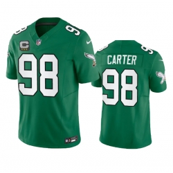 Men Philadelphia Eagles 98 Jalen Carter Green 2023 F U S E  With C Patch Vapor Untouchable Stitched Football Jersey Men Philadelphia Eagles 98 Jalen Carter Green 2023 F U S E  With C Patch Vapor Untouchable Stitched Football Jersey