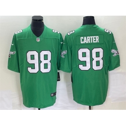Men Philadelphia Eagles 98 Jalen Carter Green Stitched Football Jersey Men Philadelphia Eagles 98 Jalen Carter Green Stitched Football Jersey