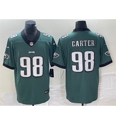 Men Philadelphia Eagles 98 Jalen Carter Green Vapor Limited Stitched Football Jersey