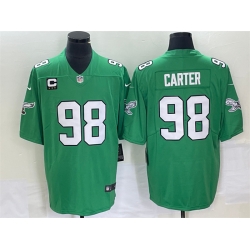 Men Philadelphia Eagles 98 Jalen Carter Green Vapor Limited With C Patch Stitched Football Jersey Men Philadelphia Eagles 98 Jalen Carter Green Vapor Limited With C Patch Stitched Football Jersey