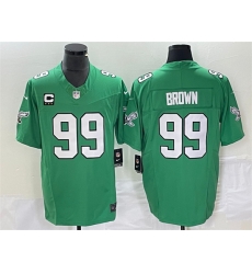 Men Philadelphia Eagles 99 Jerome Brown Green 2023 F U S E  With C Patch Vapor Untouchable Stitched Football Jersey