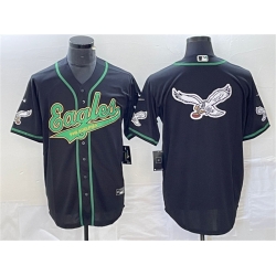 Men Philadelphia Eagles Black Team Big Logo Cool Base Stitched Baseball Jersey Men Philadelphia Eagles Black Team Big Logo Cool Base Stitched Baseball Jersey