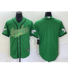 Men Philadelphia Eagles Blank Green Cool Base Stitched Baseball Jersey