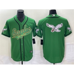 Men Philadelphia Eagles Green Gold Team Big Logo Cool Base Stitched Baseball Jersey Men Philadelphia Eagles Green Gold Team Big Logo Cool Base Stitched Baseball Jersey