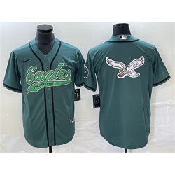 Men Philadelphia Eagles Green Team Big Logo Cool Base Stitched Baseball Jersey Men Philadelphia Eagles Green Team Big Logo Cool Base Stitched Baseball Jersey