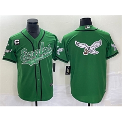Men Philadelphia Eagles Green Team Big Logo With C Patch Cool Base Stitched Baseball Jersey Men Philadelphia Eagles Green Team Big Logo With C Patch Cool Base Stitched Baseball Jersey