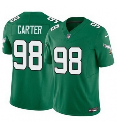 Men Philadelphia Eagles Jalen Carter #98 Green Vapor Limited Stitched NFL Jersey