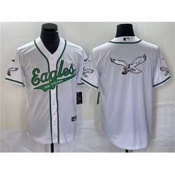 Men Philadelphia Eagles White Team Big Logo Cool Base Stitched Baseball Jersey Men Philadelphia Eagles White Team Big Logo Cool Base Stitched Baseball Jersey