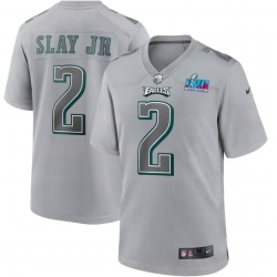Men's Nike Darius Slay Jr. Gray Philadelphia Eagles Super Bowl LVII Patch Atmosphere Fashion Game Jersey Men's Nike Darius Slay Jr. Gray Philadelphia Eagles Super Bowl LVII Patch Atmosphere Fashion Game Jersey
