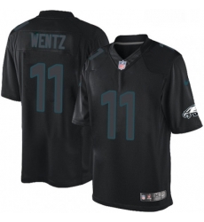 Mens Nike Philadelphia Eagles 11 Carson Wentz Limited Black Impact NFL Jersey