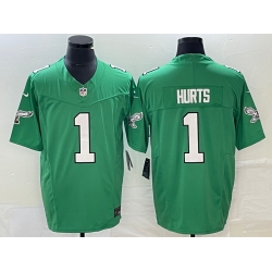 Men's Philadelphia Eagles #1 Jalen Hurts Green 2023 FUSE Vapor Limited Throwback Stitched Jersey Men's Philadelphia Eagles #1 Jalen Hurts Green 2023 FUSE Vapor Limited Throwback Stitched Jersey