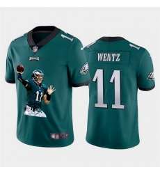 Philadelphia Eagles 11 Carson Wentz Men Nike Player Signature Moves 3 Vapor Limited NFL Jersey Green