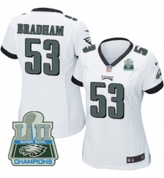 Nike Eagles #53 Nigel Bradham White Women 2018 Super Bowl Champions Game Jersey