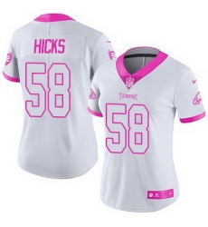 Nike Eagles #58 Jordan Hicks White Pink Womens Stitched NFL Limited Rush Fashion Jersey