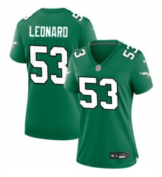 Women Philadelphia Eagles 53 Shaquille Leonard Green Stitched Football Jersey 28Run Small 29