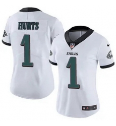 Women Philadelphia Eagles Jalen Hurts 1 White F U S E Stitched NFL Jersey