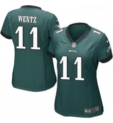 Womens Nike Philadelphia Eagles 11 Carson Wentz Game Midnight Green Team Color NFL Jersey