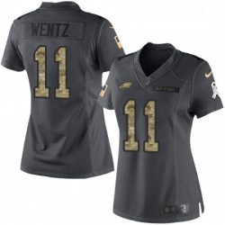 Womens Nike Philadelphia Eagles 11 Carson Wentz Limited Black 2016 Salute to Service NFL Jersey Womens Nike Philadelphia Eagles 11 Carson Wentz Limited Black 2016 Salute to Service NFL Jersey