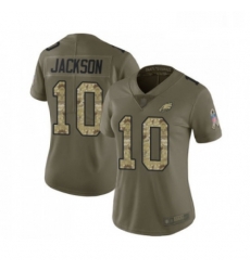 Womens Philadelphia Eagles 10 DeSean Jackson Limited Olive Camo 2017 Salute to Service Football Jersey