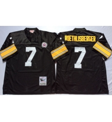 Men Pittsburgh Steelers 7 Ben Roethlisberger Black M&N Throwback Jersey