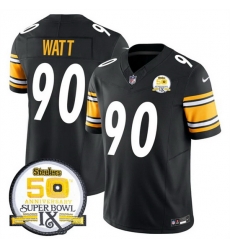 Men Pittsburgh Steelers 90 T J Watt Black 2024 F U S E 50th Anniversary Of Super Bowl IX Alternate Vapor Untouchable Limited Stitched Jersey