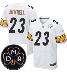 Men's Nike Pittsburgh Steelers #23 Mike Mitchell White Stitched NFL Elite MDR Dan Rooney Patch Jersey