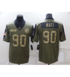 Men's Pittsburgh Steelers #90 T. J. Watt Camo 2021 Salute To Service Limited Player Jersey