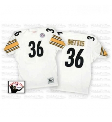 Mitchell And Ness Pittsburgh Steelers 36 Jerome Bettis White Authentic Throwback NFL Jersey