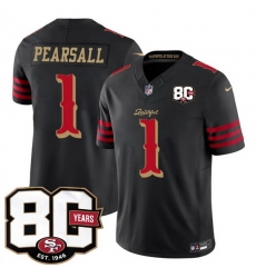 Men San Francisco 49ers 1 Ricky Pearsall Black 80th Anniversary Patch Rivalries 2026 F U S E Vapor Untouchabl Limited Stitched Football Jersey Men San Francisco 49ers 1 Ricky Pearsall Black 80th Anniversary Patch Rivalries 2026 F U S E Vapor Untouchabl Limited Stitched Football Jersey