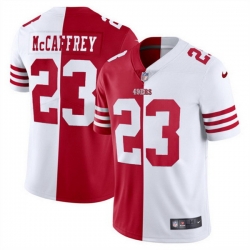 Men San Francisco 49ers 23 Christian McCaffrey Red  26 White Split Limited Stitched Jersey