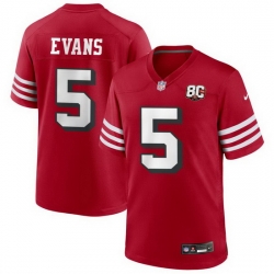 Men San Francisco 49ers  5 Mike Evans Red 80th Anniversary Patch 2026 F U S E  Vapor Untouchable Limited Stitched Football Jersey