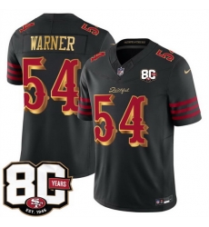 Men San Francisco 49ers  54 Fred Warner Black 80th Anniversary Patch  Rivalries  2026 F U S E  Vapor Untouchabl Limited Stitched Football Jersey