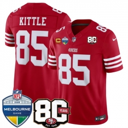 Men San Francisco 49ers  85 George kittle Red 80th Anniversary And Melbourne Game Patch 2026 F U S E  Vapor Untouchabl2026 F U S E  Vapor Untouchable Limit