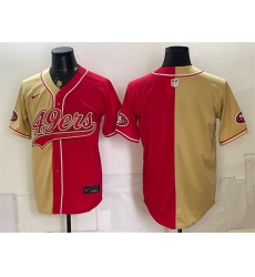 Men San Francisco 49ers Blank Gold Red Split Stitched Jersey 004 Men San Francisco 49ers Blank Gold Red Split Stitched Jersey 004