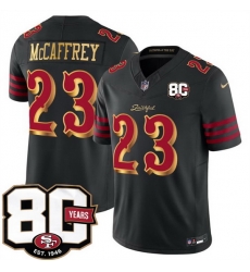 Men San Francisco 49ers  Christian McCaffrey Black 80th Anniversary Patch  Rivalries  2026 F U S E  Vapor Untouchabl Limited Stitched Football Jersey