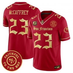 Men San Francisco 49ers  Christian McCaffrey  Gothic Edition  Red Gold Vapor Limited Jersey