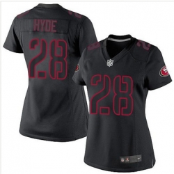Women Nike 49ers #28 Carlos Hyde Black Impact Stitched NFL Limited Jersey Women Nike 49ers #28 Carlos Hyde Black Impact Stitched NFL Limited Jersey