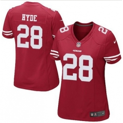 Women Nike 49ers #28 Carlos Hyde Red Team Color Stitched NFL Limited Jersey Women Nike 49ers #28 Carlos Hyde Red Team Color Stitched NFL Limited Jersey
