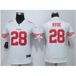 Women Nike 49ers #28 Carlos Hyde White Stitched NFL Limited Jersey Women Nike 49ers #28 Carlos Hyde White Stitched NFL Limited Jersey