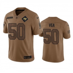 Men Tampa Bay Buccaneers 50 Vita Vea 2023 Brown Salute To Service Limited Stitched Jersey