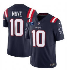 Men New England Patriots 10 Drake Maye Navy 2025 F U S E  With 1 Star C Patch Vapor Limited Stitched Football Jersey