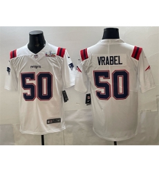 Men New England Patriots  50 Mike Vrabel White With Super Bowl LX Patch Vapor Limited Stitched Football Jersey